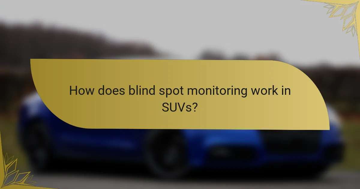 How does blind spot monitoring work in SUVs?