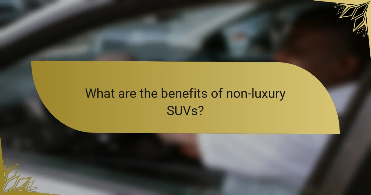 What are the benefits of non-luxury SUVs?